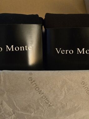 Vero Monte Women's Footed Tights 2Pk Black Coffee S/M